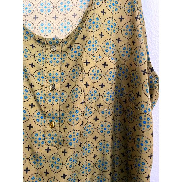 Gap Women's Sleeveless Olive Green Blue Floral Racerback Tank Large - Picture 2 of 10